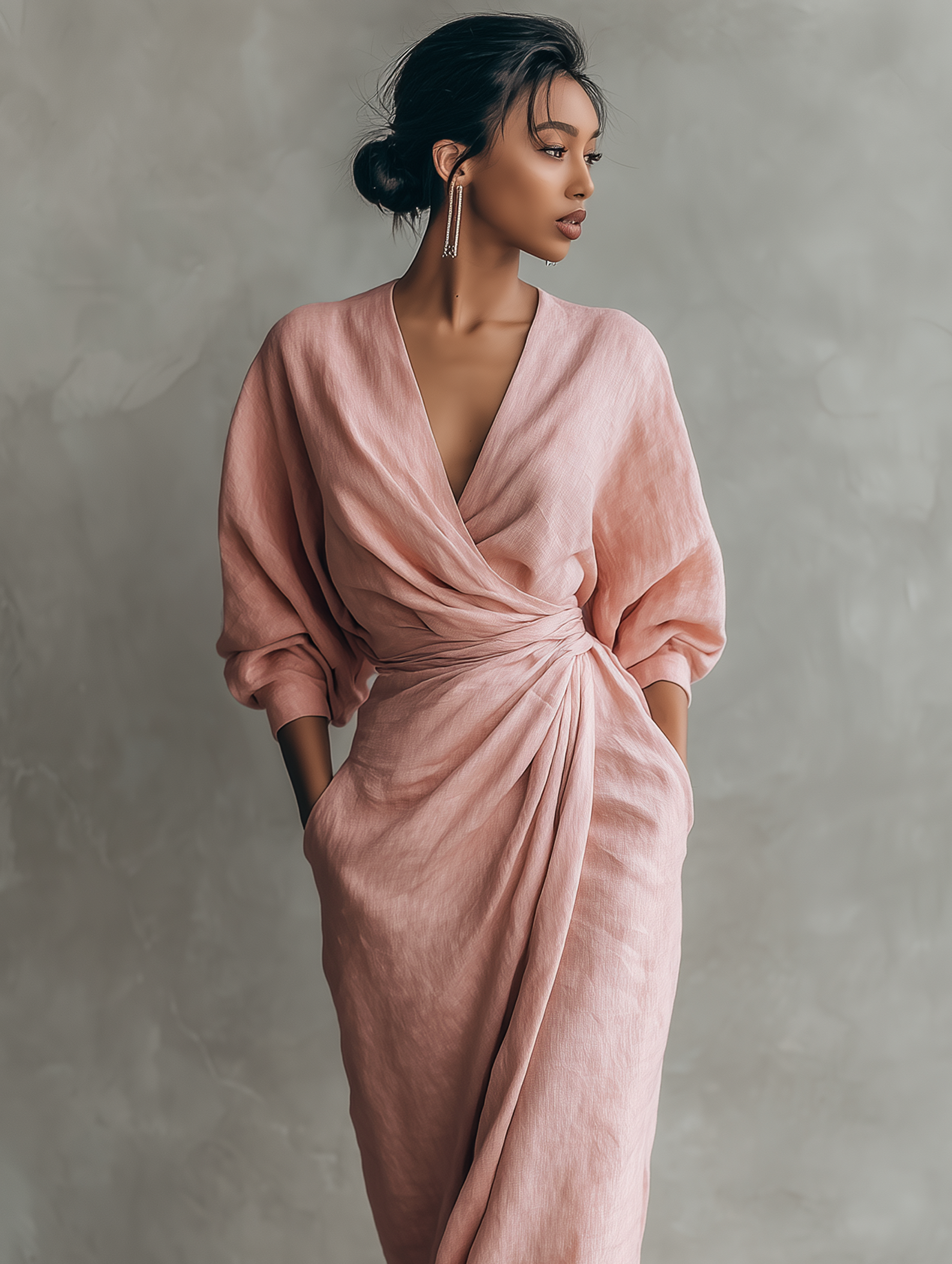 Rosário - Vestido Maxi de Linho com Decote em V