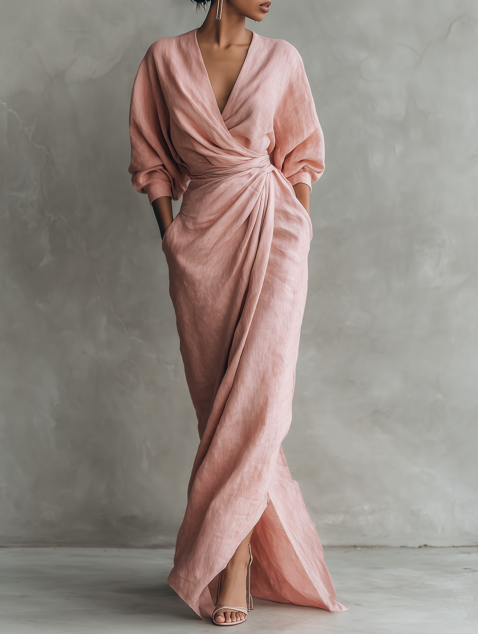 Rosário - Vestido Maxi de Linho com Decote em V