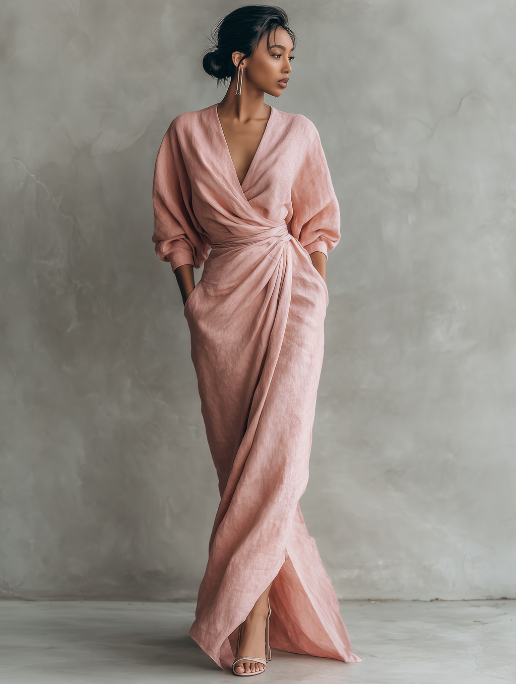 Rosário - Vestido Maxi de Linho com Decote em V