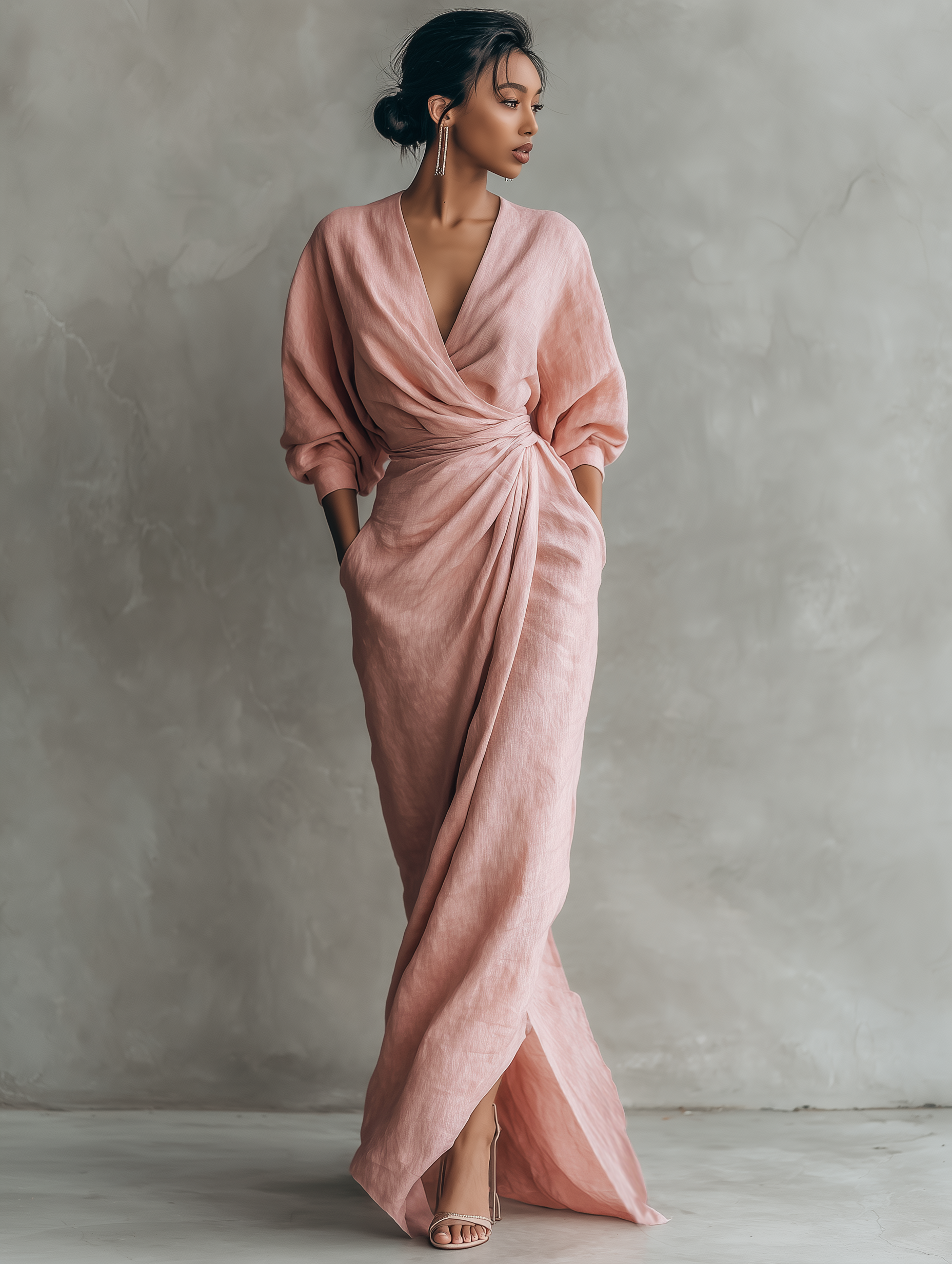 Rosário - Vestido Maxi de Linho com Decote em V
