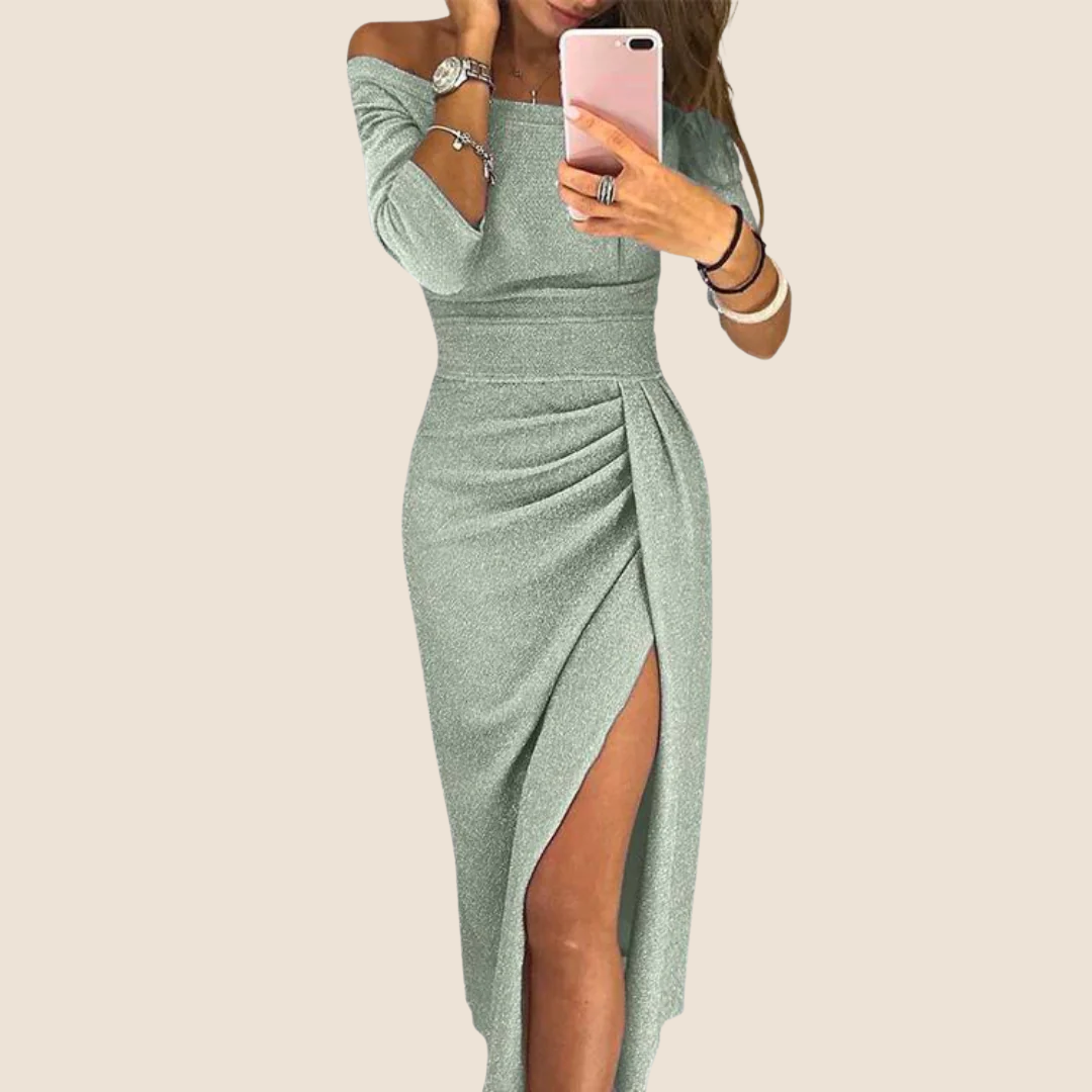 Isabeau | Vestido maxi halter chique com um corte elegante e fluido