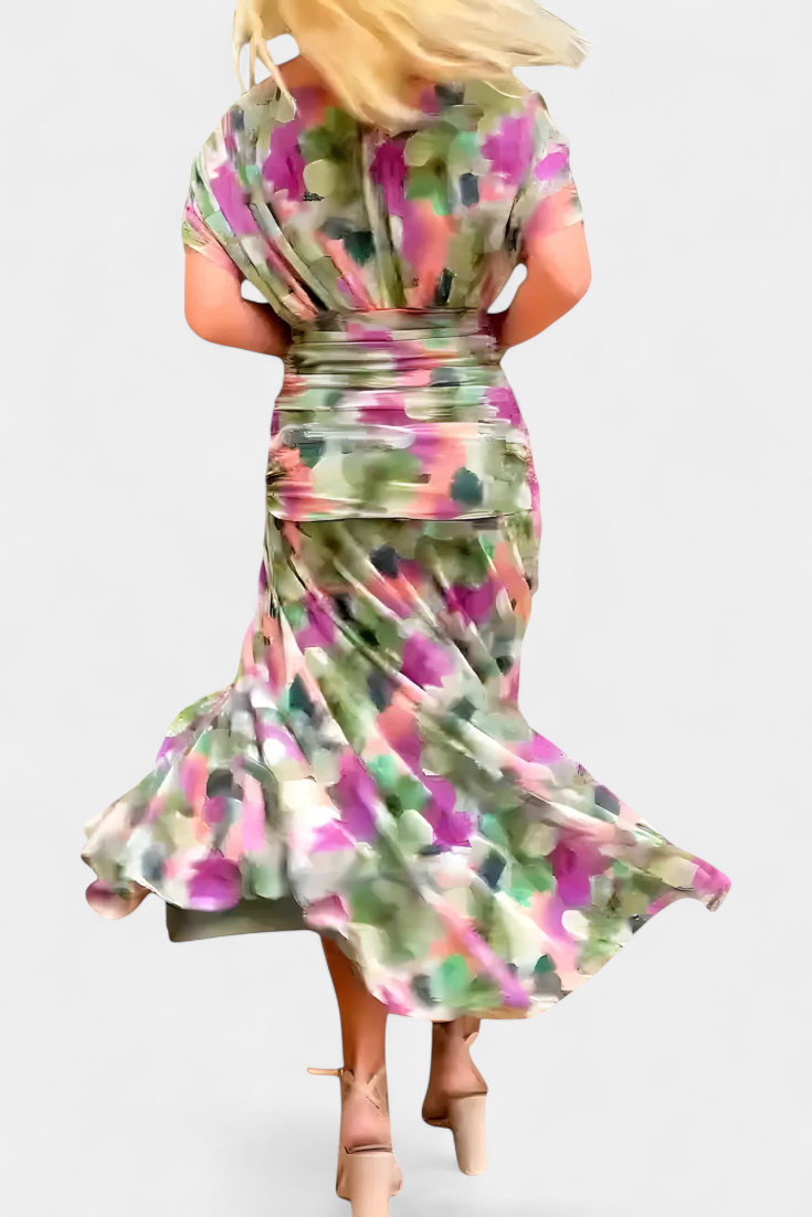 Magda™ | Vestido largo de flores com decote em V