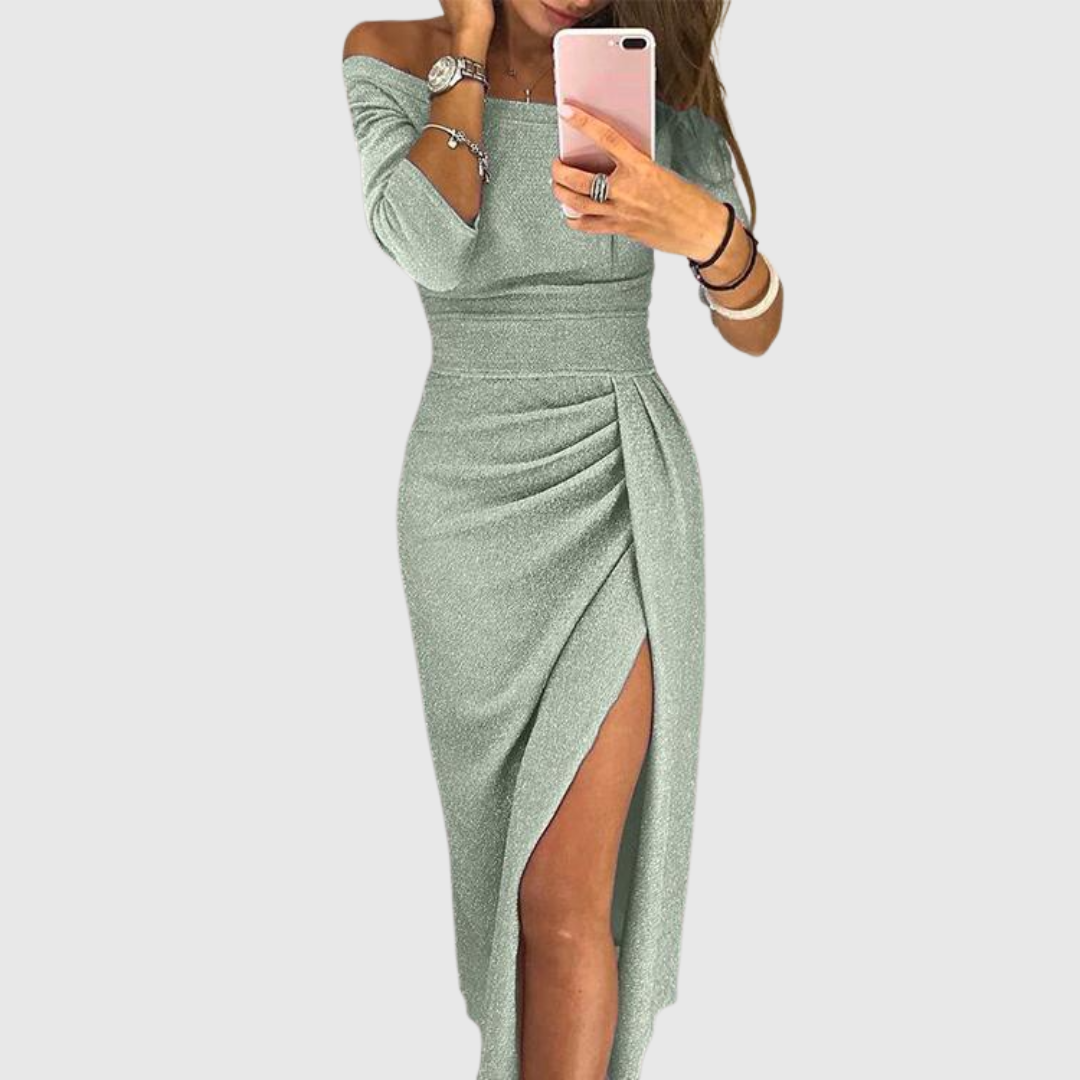 Isabeau | Vestido maxi halter chique com um corte elegante e fluido