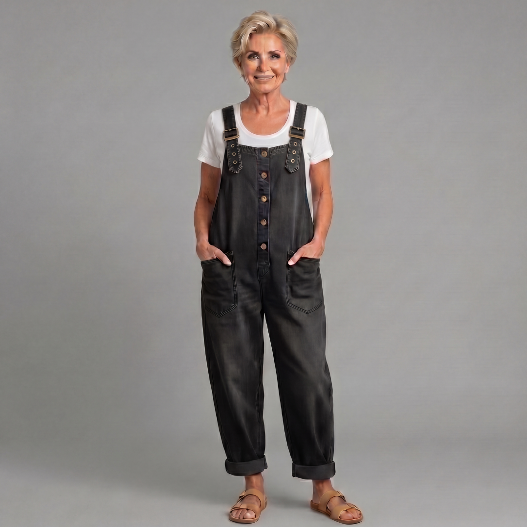 Maria - Macacão de Algodão Ganga Lavado Vintage