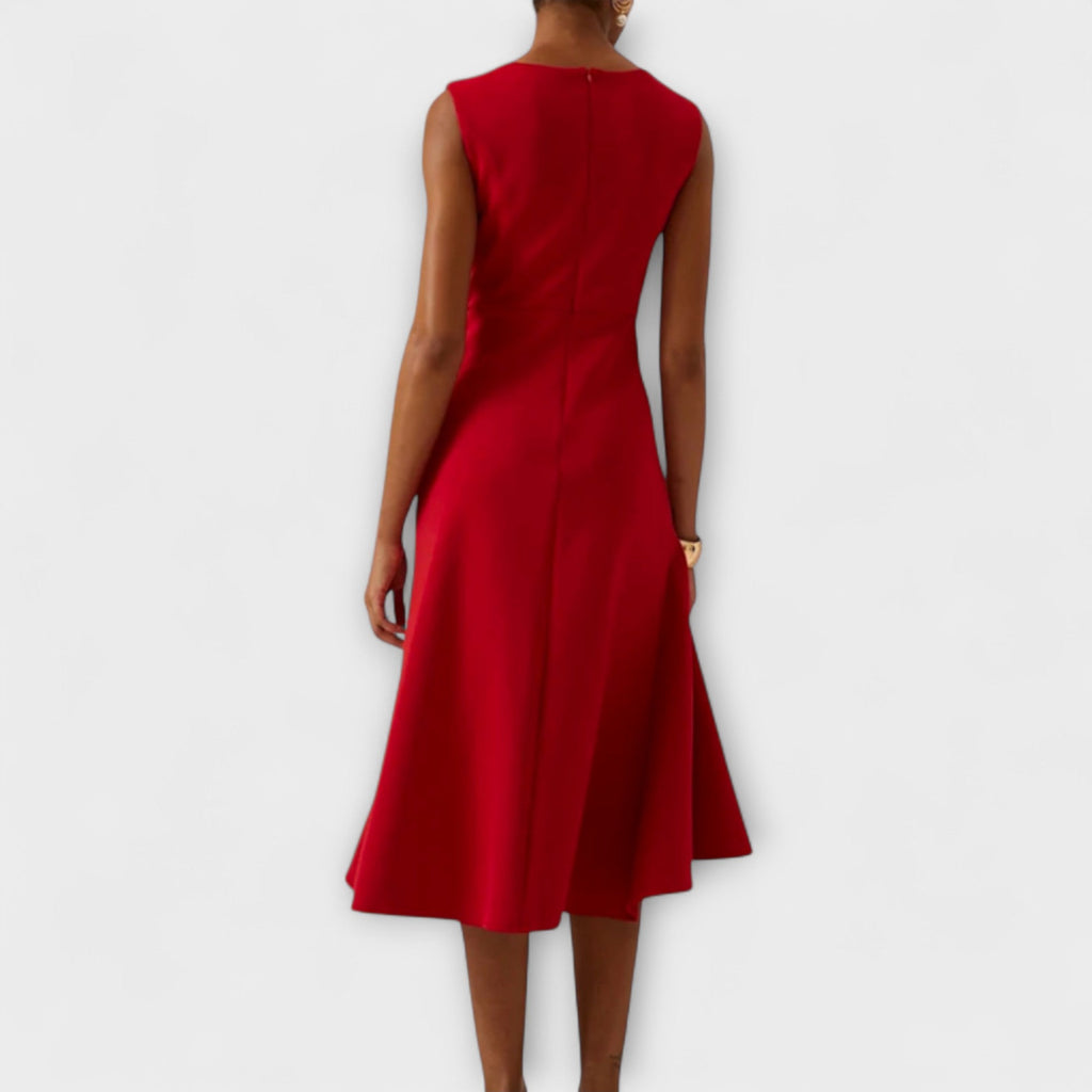 Juliette – Vestido midi assimétrico drapeado