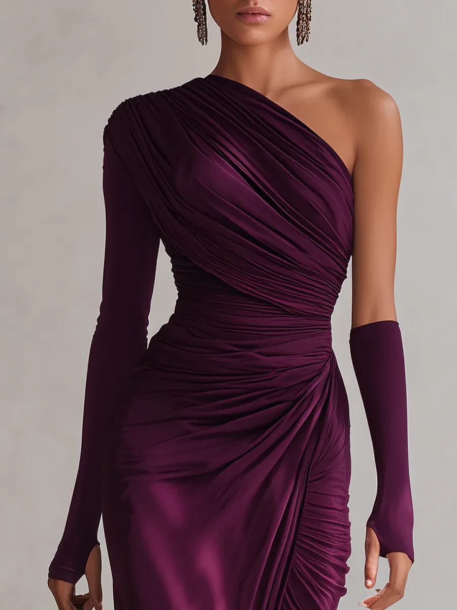 Rosalia™ - Elegante vestido maxi roxo a ombro único