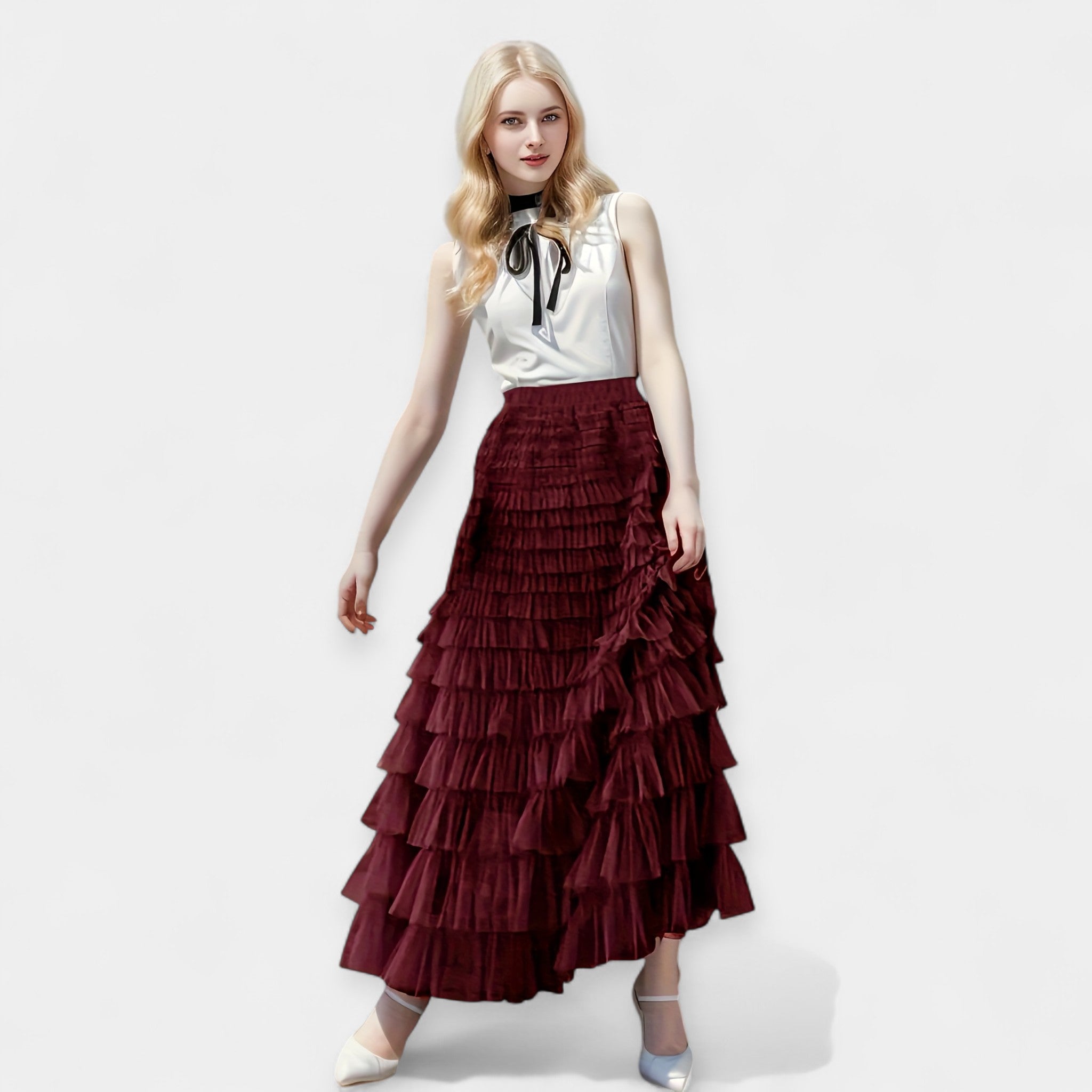 Saia Elegante com Detalhe de Tule