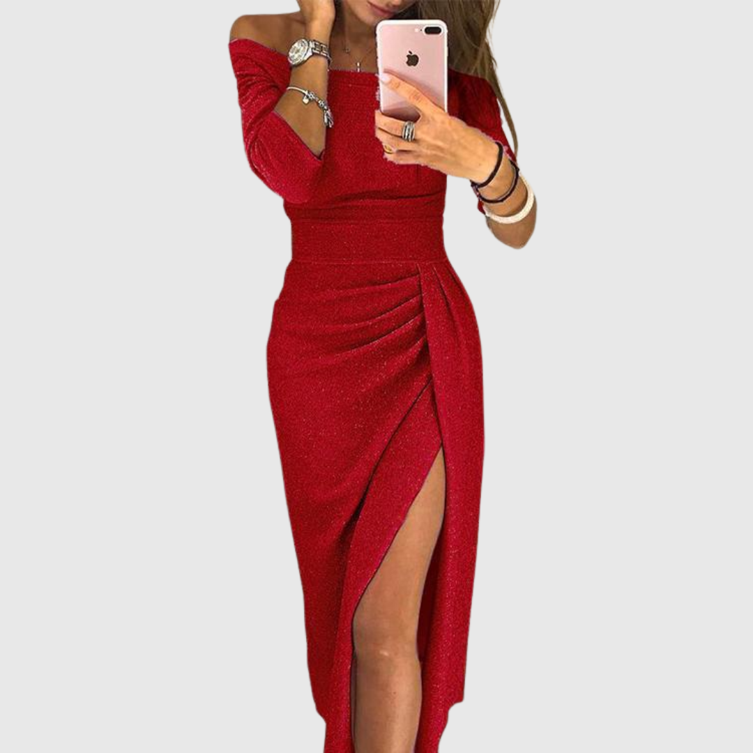 Isabeau | Vestido maxi halter chique com um corte elegante e fluido