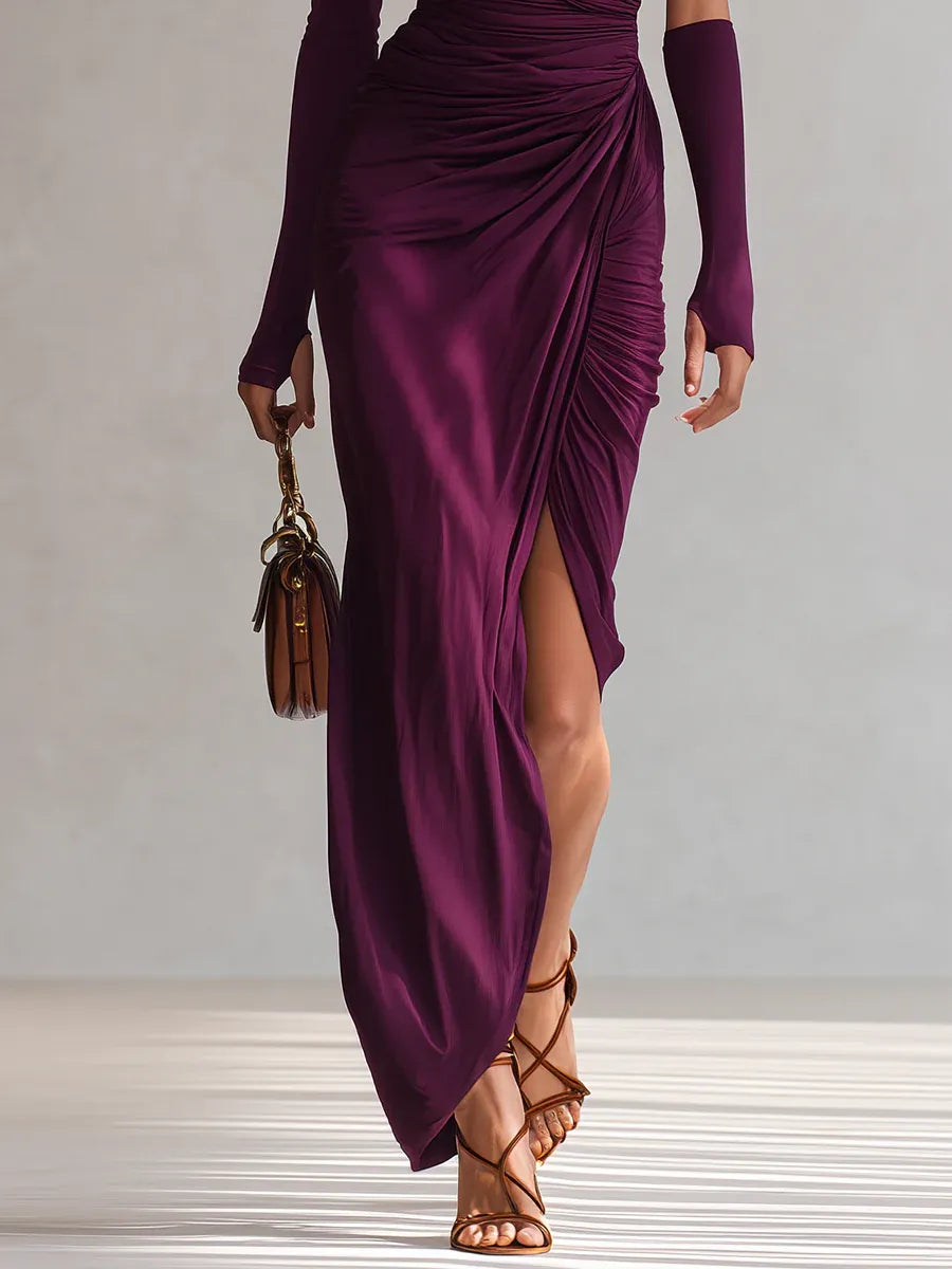 Rosalia™ - Elegante vestido maxi roxo a ombro único