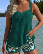 Beatriz | Tankini às Riscas com Calções de Praia em Dois Peças