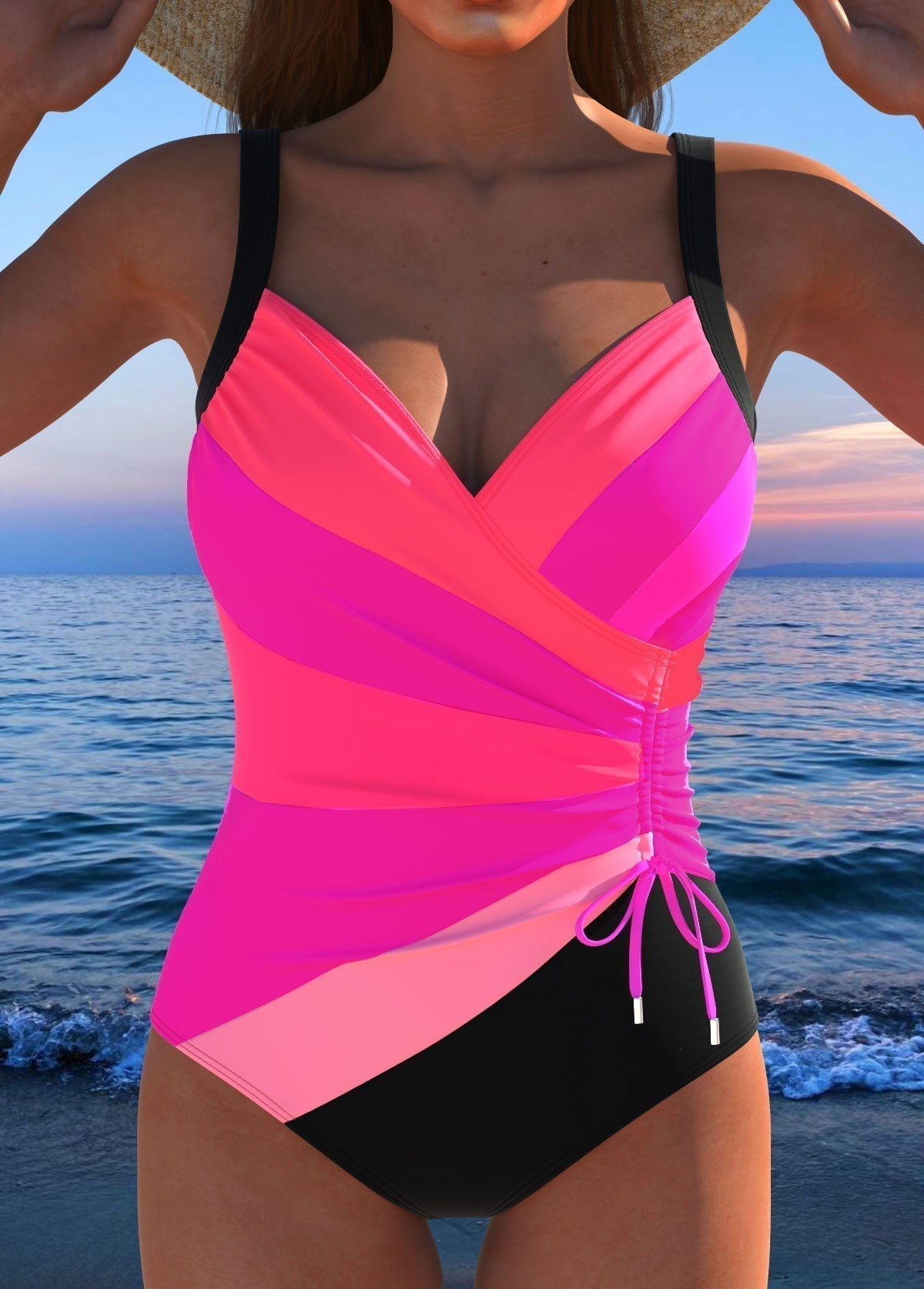 Constança - Fato de banho de envelopar luxuoso com estampado colorido