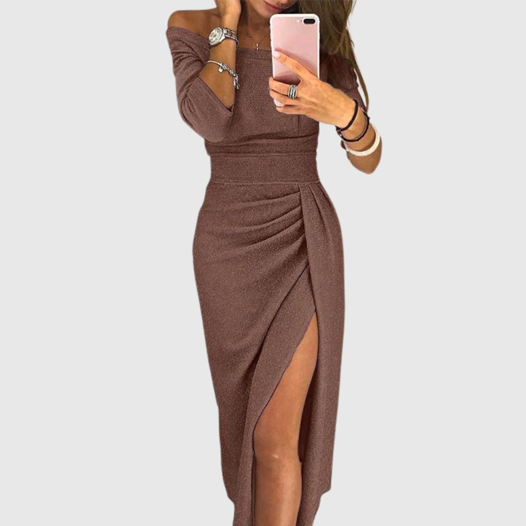 Isabeau | Vestido maxi halter chique com um corte elegante e fluido