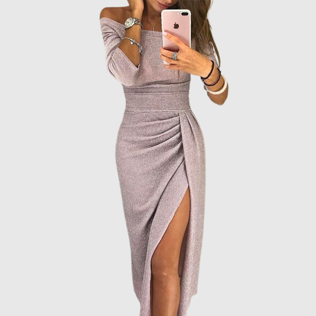 Isabeau | Vestido maxi halter chique com um corte elegante e fluido