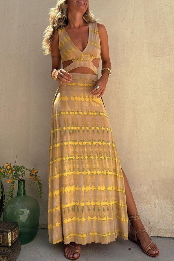 Bianca - Vestido de algodão com recorte profundo