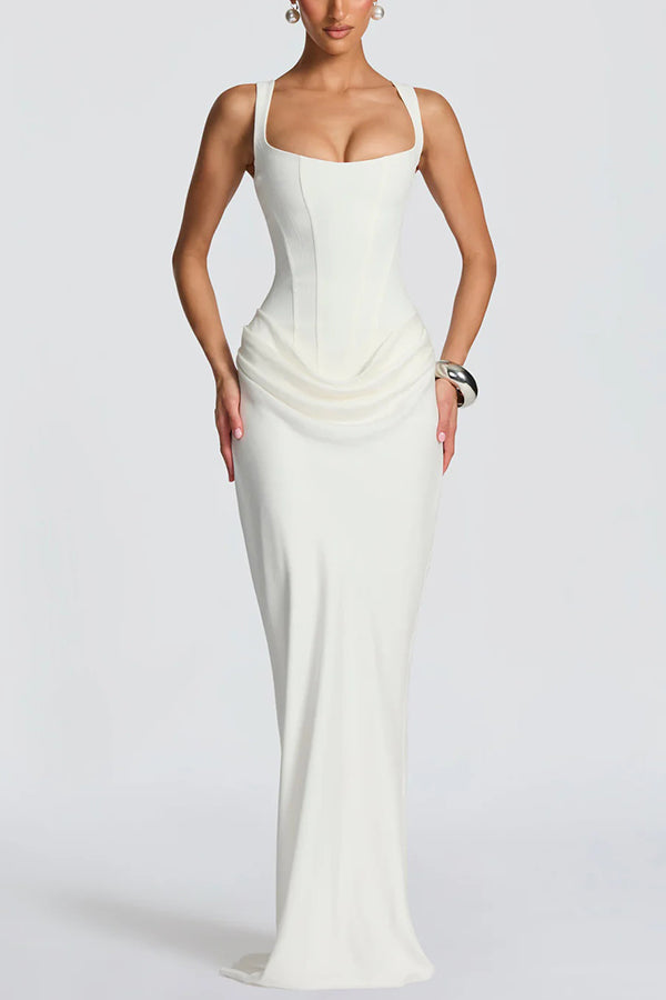 Leonor ❘ Vestido maxi com decote quadrado