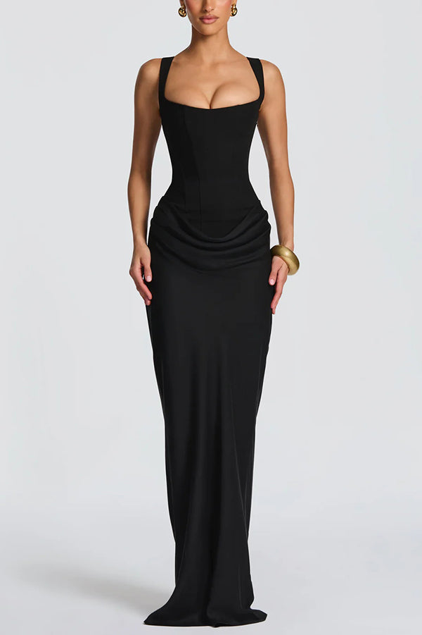 Leonor ❘ Vestido maxi com decote quadrado