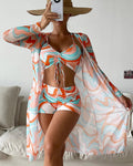 Paula | Conjunto de Bikini de 3 Peças com Estampa