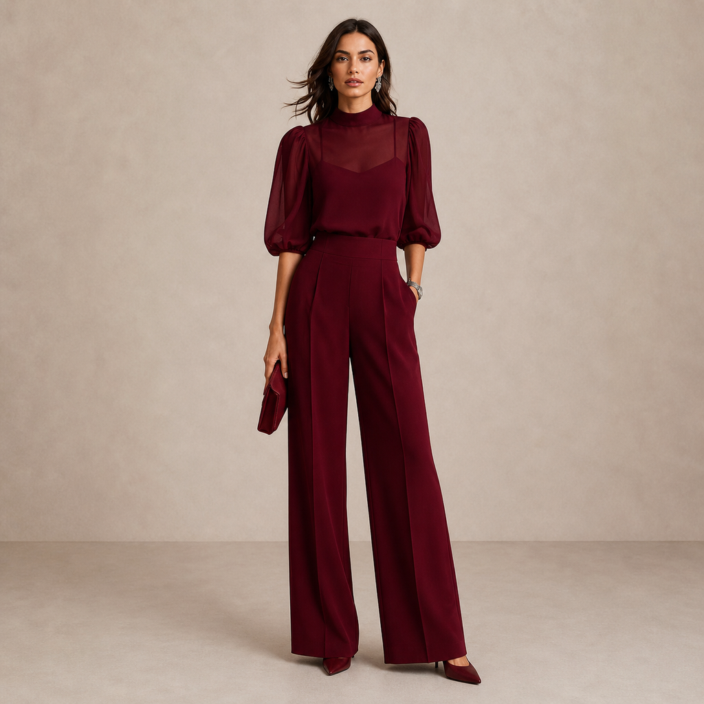 Catarina | Conjunto Fluido com Calças Largas