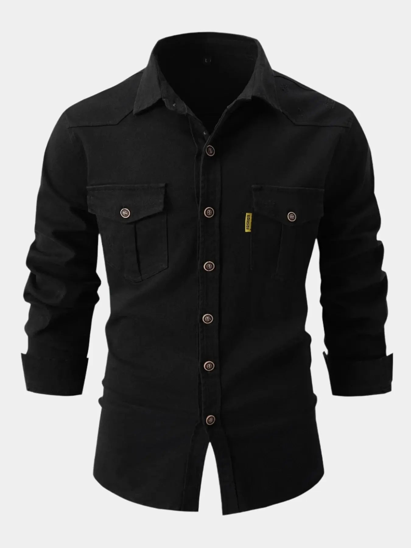 Camisa de Mistura de Denim - Botões
