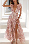 Isadora™ | Vestido longo com recorte e mangas franzidas