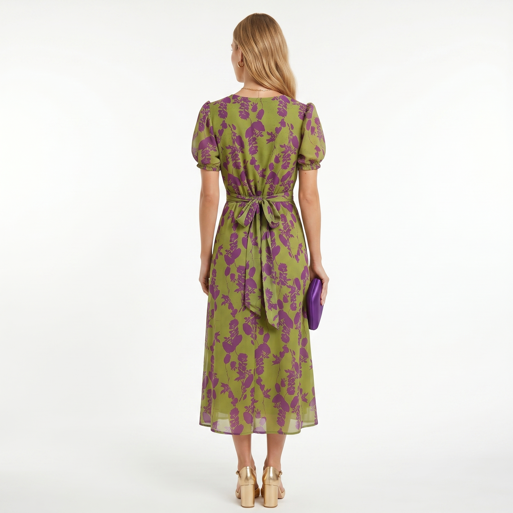Sofia | Vestido Midi com Estampado Floral e Manga Curta