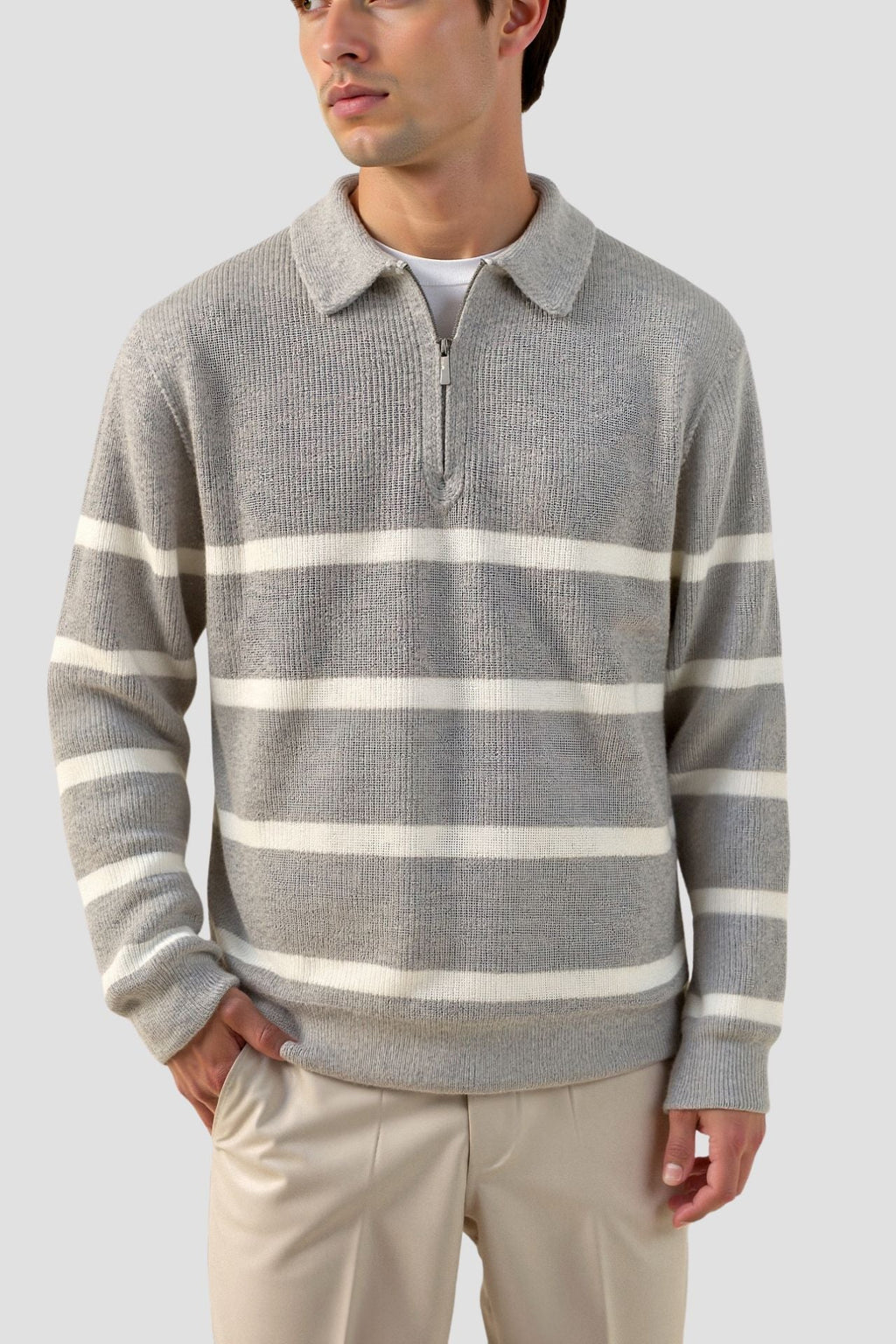 Constantino - Sweater Meio Zíper Listrado