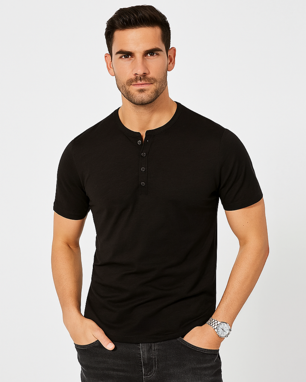 Camisa Henley - Gola com Botões