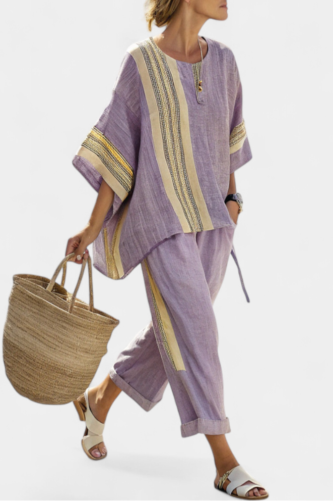 Lorena - Conjunto Boho Linho e Bambu