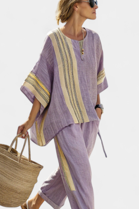 Lorena - Conjunto Boho Linho e Bambu