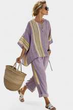 Mirthe | Conjunto arejado de duas peças com listras e caimento oversized