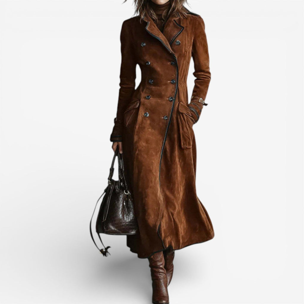 Nathaly™ Trench em pele nobuck