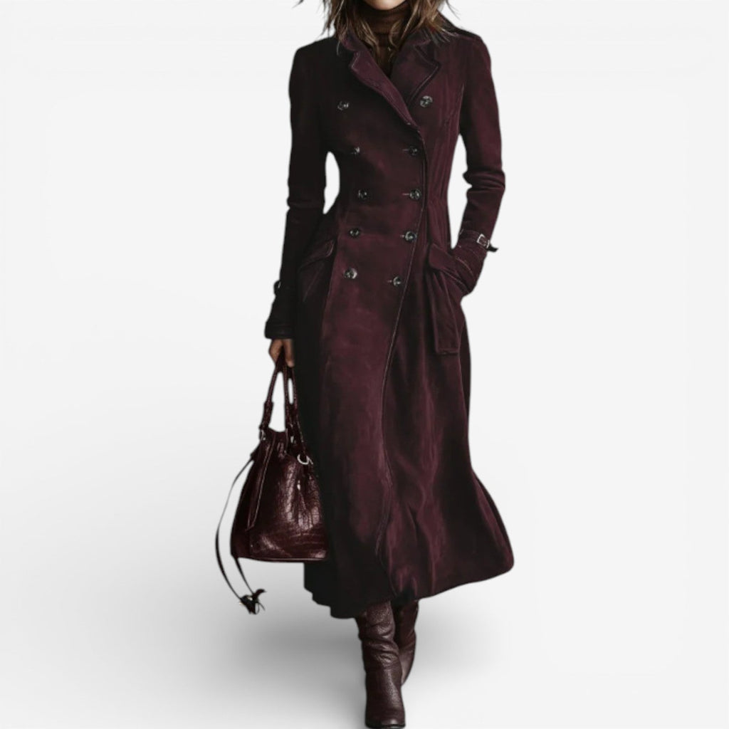 Nathaly™ Trench em pele nobuck