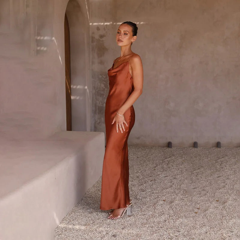 Rosa Elena™ | Vestido longo de cetim