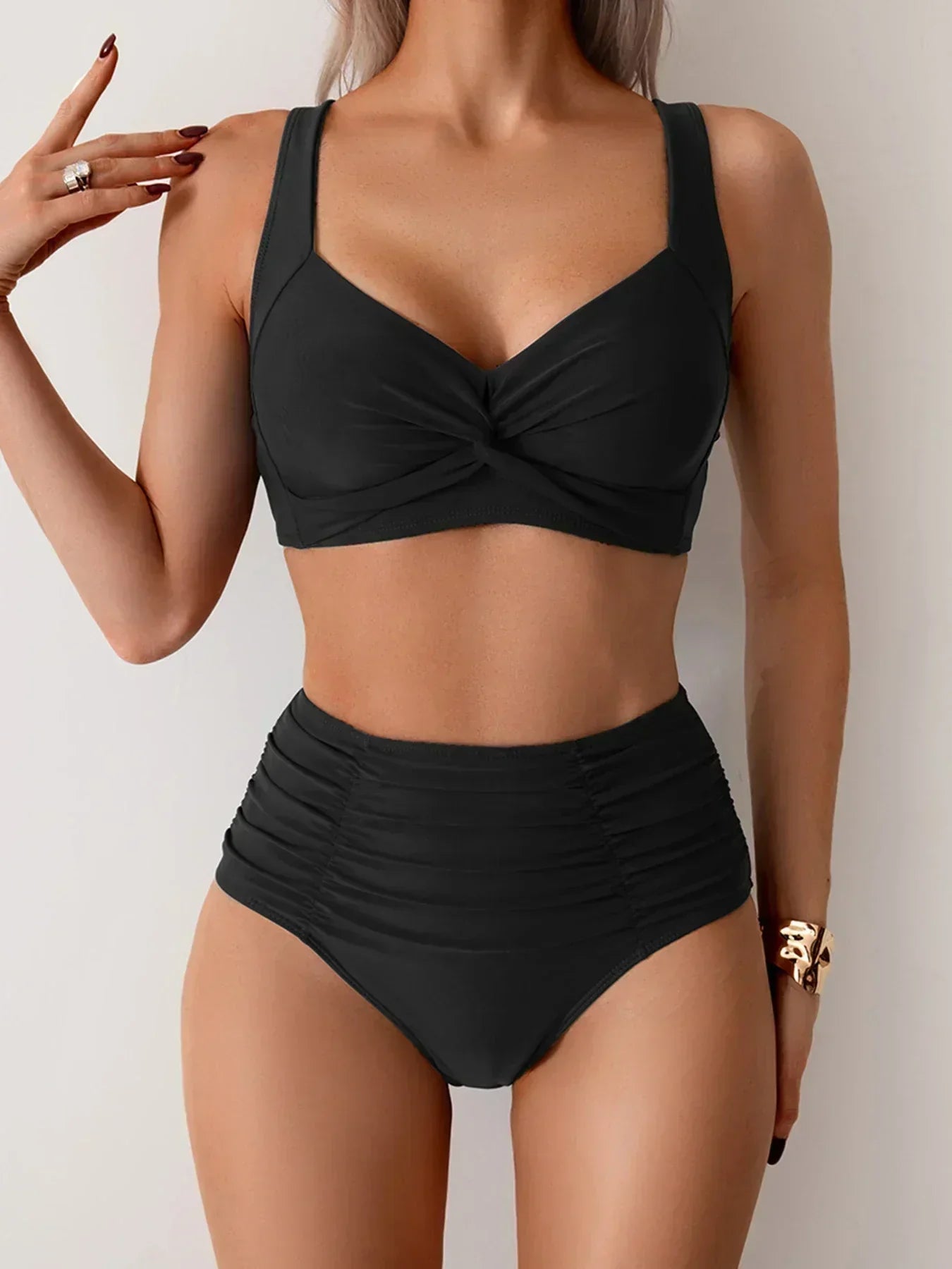 Rosa | Conjunto de Biquíni de Verão com Cintura Alta