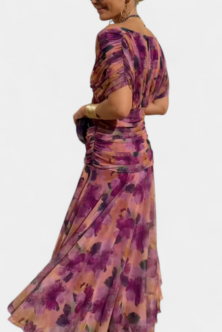 Magda™ | Vestido largo de flores com decote em V