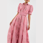 Beatrice | Vestido rosa com mangas bufantes para Mulher