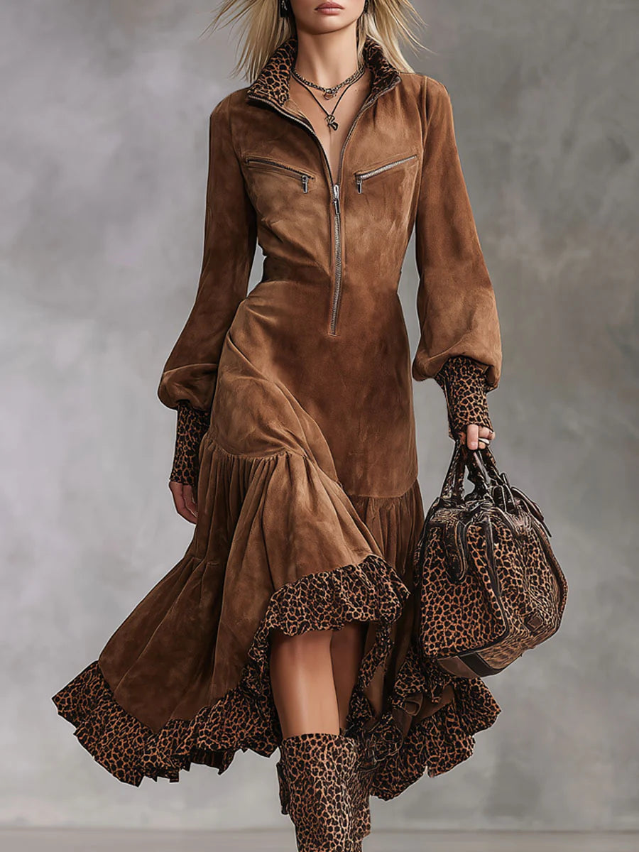 CHLOE | Vestido de Suédine Leopardo