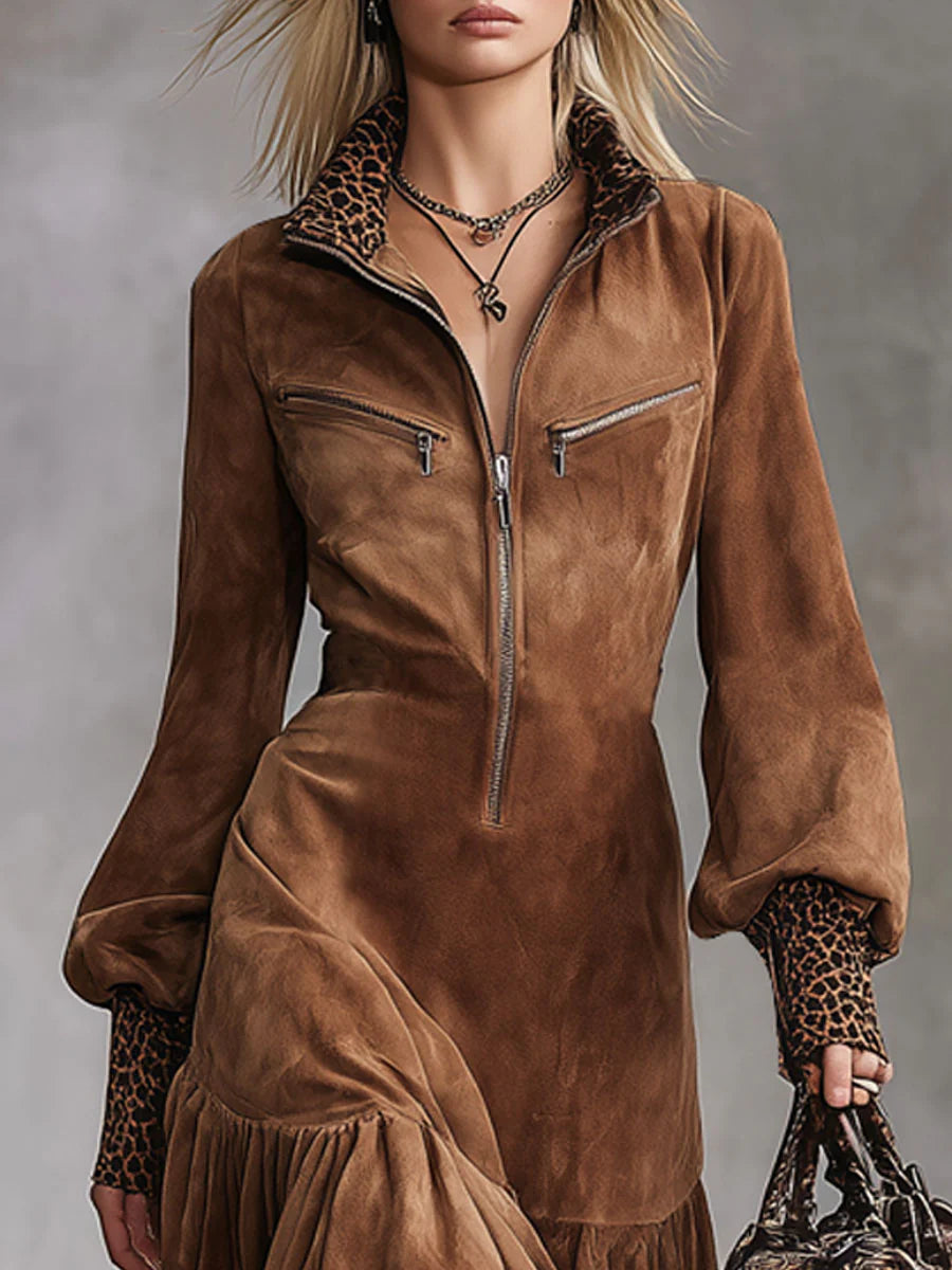 CHLOE | Vestido de Suédine Leopardo