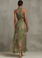 Alejandra | Vestido maxi floral verde para Mulher