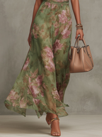Alejandra | Vestido maxi floral verde para Mulher