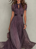 Flavia - Vestido longo violeta com decote em forma de chave para Mulher