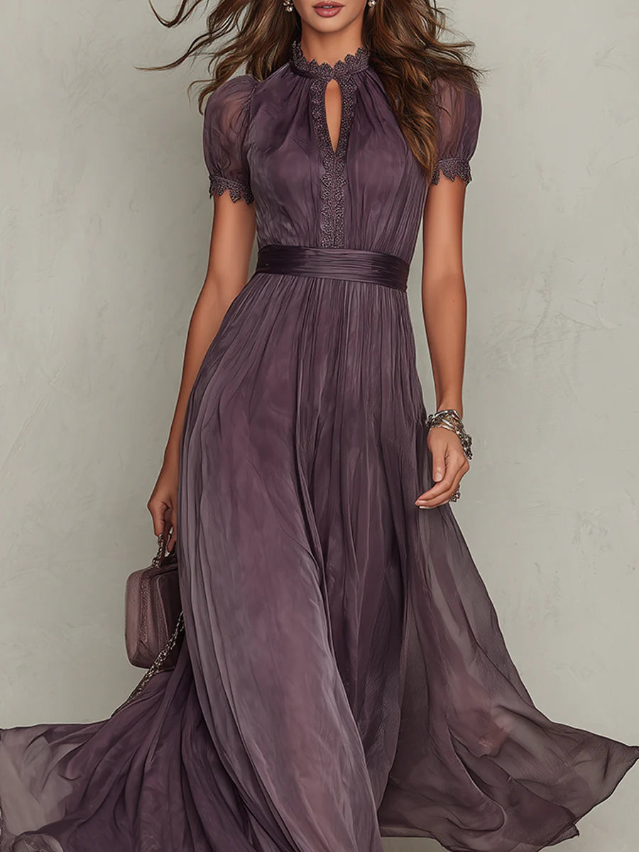 Flavia - Vestido longo violeta com decote em forma de chave para Mulher