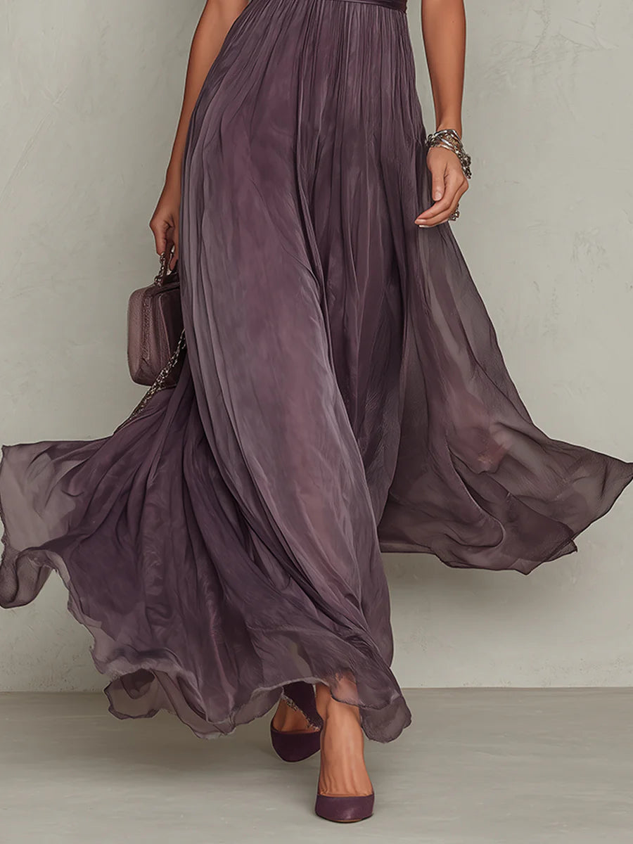 Flavia - Vestido longo violeta com decote em forma de chave para Mulher