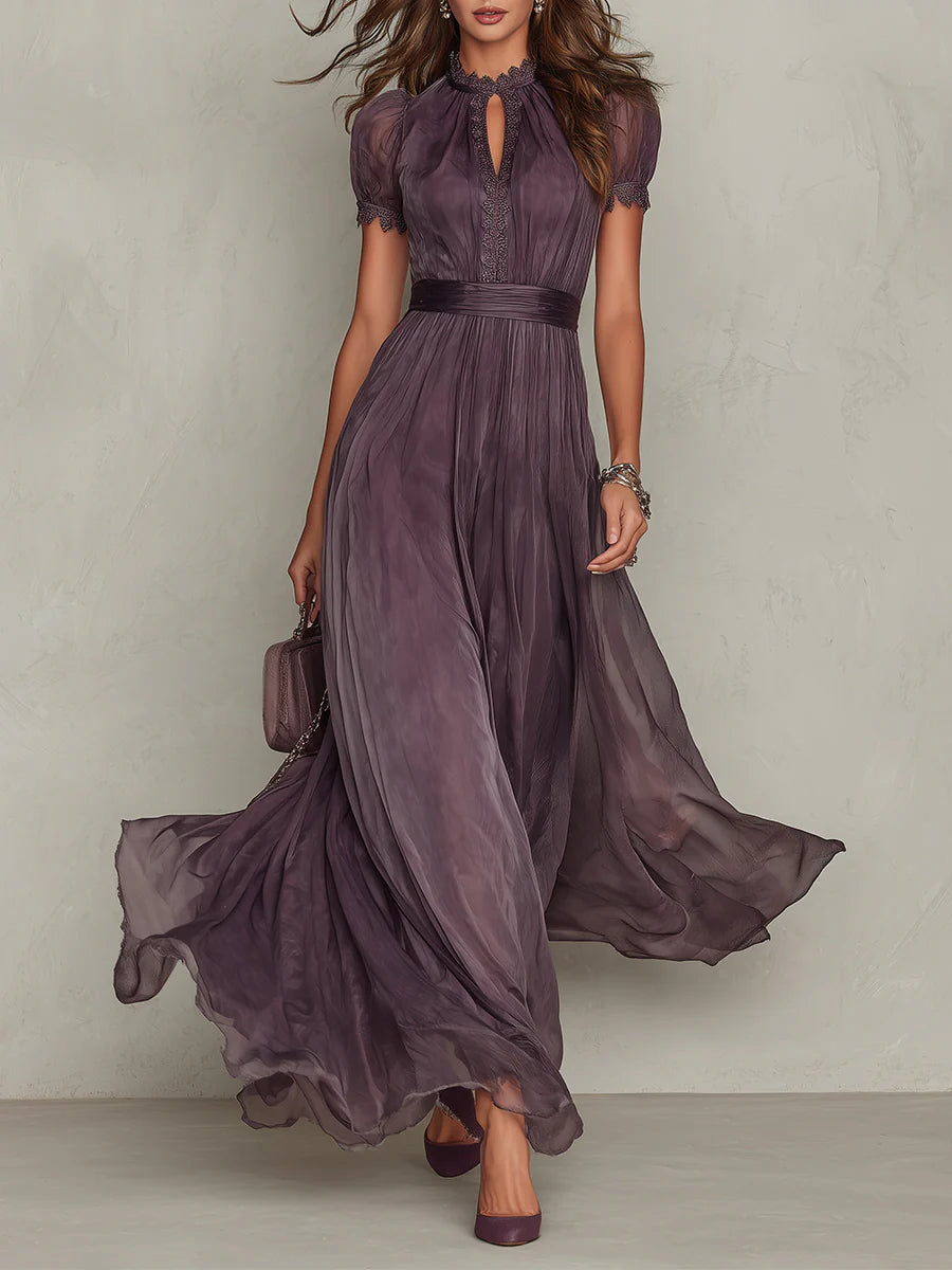 Flavia - Vestido longo violeta com decote em forma de chave para Mulher