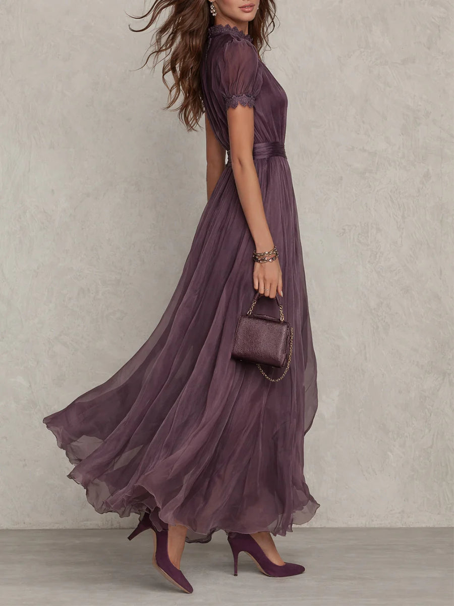 Flavia - Vestido longo violeta com decote em forma de chave para Mulher