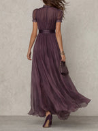 Flavia - Vestido longo violeta com decote em forma de chave para Mulher