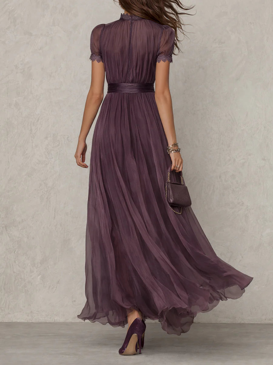 Flavia - Vestido longo violeta com decote em forma de chave para Mulher