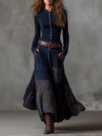 Azucena - Vestido maxi de camurça com cinto