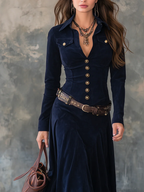 MILANA | Vestido longo em suedine com fenda