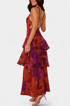 Domenica - Vestido de chiffon com decote em V e camadas fluidas